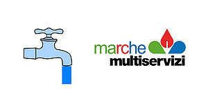Immagine con logo MArche Multiservizi e rubinetto acqua